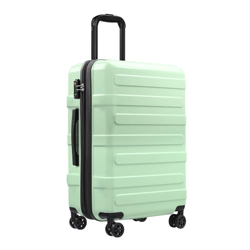 Checked Luggage, Expandable 24 Inch Hard Shell Suitcase with Spinner Wheels TSA Lock, Lightweight Travel Checked Suitcases - color: Mint, size: 24inch
