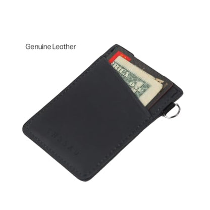 Thread Wallets Ultra Slim Wallet Vertical Leather Card Sleeve Wallet Thin Card Holder Minimalist Card Holder Wallets RFID Secure Black - color: Black