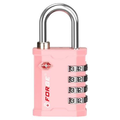 FORGE 4 Digit 17067 TSA Approved Combination Lock, Great for Tool Box and Case Lock, Combination Padlock for Travel, Pink 1 Lock. - color: PINK 1 LOCK
