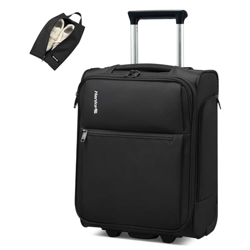 Hanke Underseat Carry On Luggage with Wheels, 17 Inch Rolling Bag, Black - color: Black, size: 17 Inch Underseat Plus