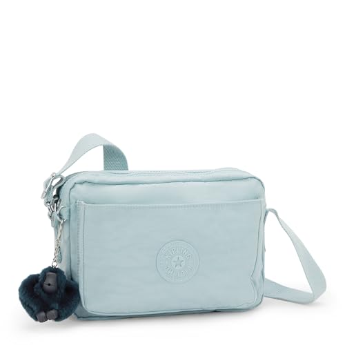 Kipling Women’s Abanu Medium Crossbody Bag, Lightweight, Adjustable Nylon Waist Pack with Multi-Compartment Zip Pockets - color: Breezy Blue, size: 3.5''L x 6.75''H x 9.5''D