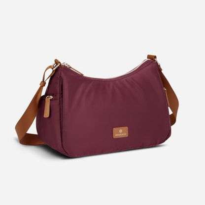 Nordace Siena Hobo Crossbody Bag - Secure RFID Blocking Pocket and Hidden Compartments for Travel Shoulder Bag - color: Burgundy