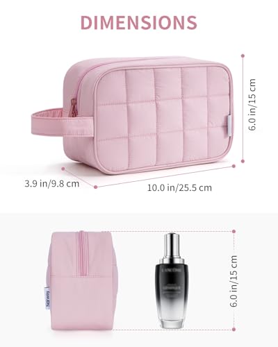 Narwey Quilted Travel Toiletry Bag for Women, Bathroom, Medicine Bag - color: Y-Pink