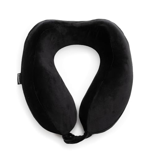 Brookstone Neck Travel Pillow Lightweight Contoured Memory Foam Support - color: Black