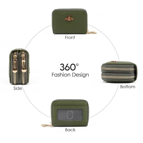 imeetu RFID Credit Card Holder, Small Card Wallet Women, Leather Card Case - color: Max - Olive Green, size: Max