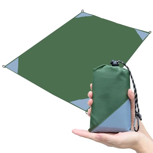 Pocket Picnic Blanket, Compact Lightweight Tarp for Camping - color: Army Green/Grey, size: 55"x79"