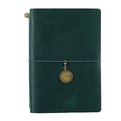 Genuine Leather TN Travel Notebook Protective Cover Journal Sketchbook Planner Agenda Diary Personal Organizers Noteboo (Green A5) - color: Green A5