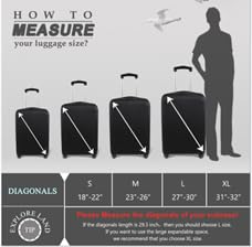Explore Land Travel Luggage Cover Fits 18-22 inch Case (Black, S) - color: Black, size: S