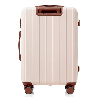 Travel Luggage Set 3 Piece, Premium ABS Hardshell Suitcase with TSA Lock, 20/24/28 Inch Lightweight Spinner Wheels, Durable Lightweight Carry On Bag Sets - color: B - Ivory