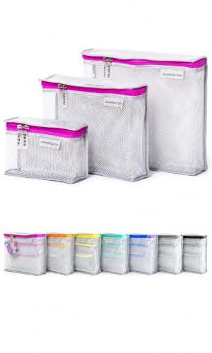 MUMI Travel Toiletry Bag Set of 3 - Clear TSA Approved, Pink - color: Pink