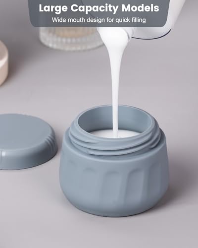 Mrsdry Travel Containers for Toiletries, TSA Approved Travel Size Toiletries 4 Pack, Refillable Containers, With Clear Bag, Leak Proof Silicone Jars, Essentials Creams Jars Carrying Small Items - color: Black Gray, size: 3 Ounce (90ML)