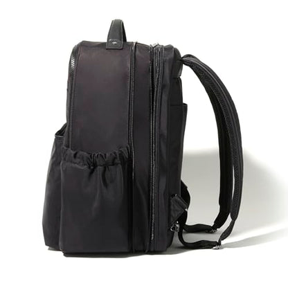 Baggallini Tribeca 확장 가능한 여행용 노트북 백팩, 방수 나일론 작업 가방, 정리함, 패딩 슬리브 및 RFID 기술 포함, 블랙 트윌, 원사이즈 - color: 블랙 트윌