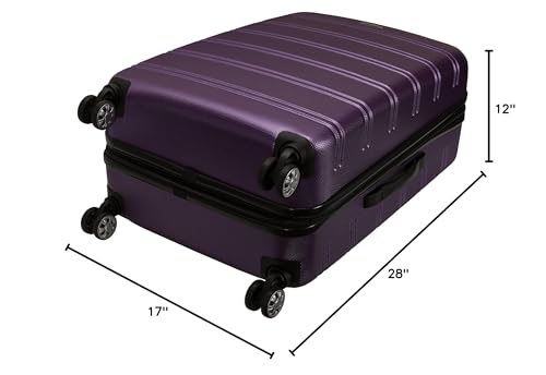 Rockland Melbourne Hardside Expandable Spinner Wheel Luggage, Checked Large 28", Purple - color: Purple, size: Checked Large 28"