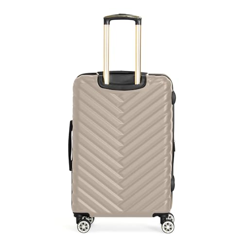Kenneth Cole REACTION Madison Square Lightweight Hardside Chevron Expandable Spinner Luggage, Taupe, 24-Inch Checked - color: Taupe, size: 24-Inch Checked