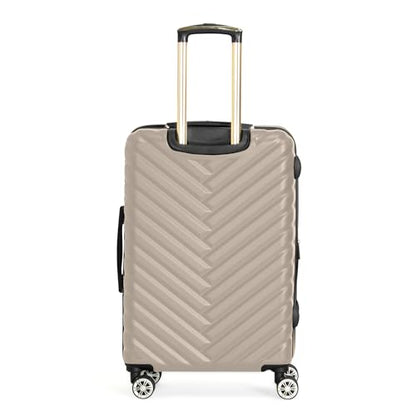 Kenneth Cole REACTION Madison Square Lightweight Hardside Chevron Expandable Spinner Luggage, Taupe, 24-Inch Checked - color: Taupe, size: 24-Inch Checked
