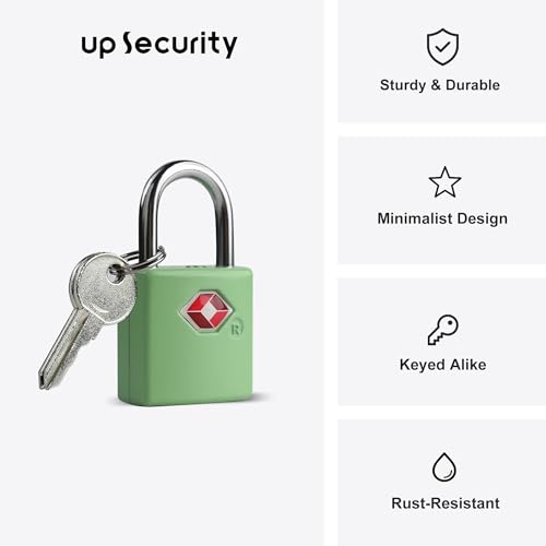 Luggage Locks TSA Approved, Small Padlock with Key for Suitcase - color: Green