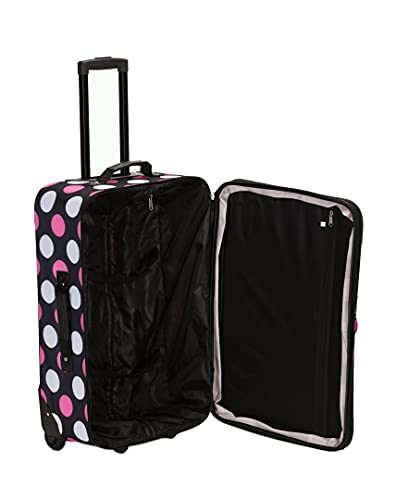 Rockland Escape 4-Piece Softside Upright Luggage Set, Telescoping Handles, Multi/Pink Dot, (14/19/24/28) - color: Multi Pink Dot, size: 4 Piece (28"/24"/19"/14" Tote)