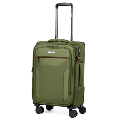 22'' Upright Spinner Softshell Suitcase w/Spinner Wheels - color: Green, size: Carry-On 22 inch