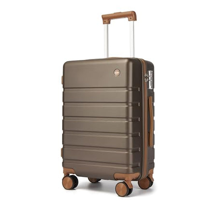 Hulsin 20-Inch Carry on Luggage, Hardside Suitcase with TSA Lock - color: Coffee, size: 20-Inch