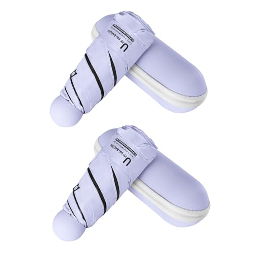 BAODINI Mini Travel Umbrella with UV Sun Protection, Compact Pocket-Size - color: B-2 Pack Purple