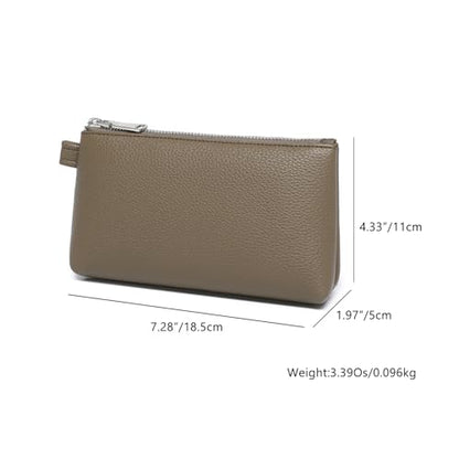 Small Makeup Bag for Purse, Leather Cosmetic (Tea Color) - color: Tea Color