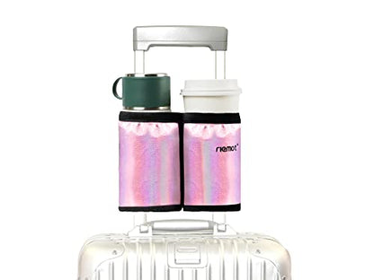 riemot Luggage Travel Cup Holder Free Hand Drink Carrier Glitter Pink - color: Hook & Loop: Glitter Pink