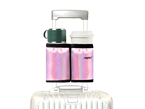 riemot Luggage Travel Cup Holder Free Hand Drink Carrier Glitter Pink - color: Hook & Loop: Glitter Pink