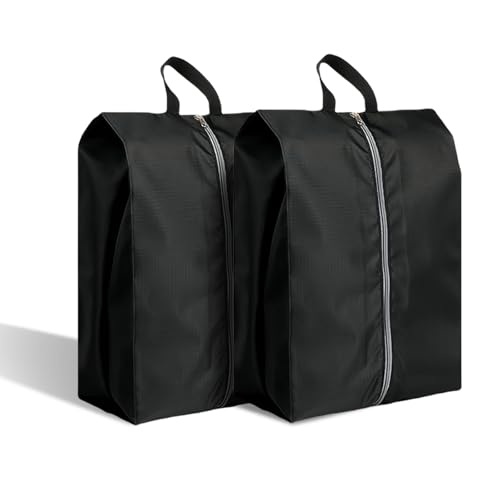 2 Pack Extra Large Zippered Packing Organizers, Lining Portable Shoe Cases for Men & Women - color: Black