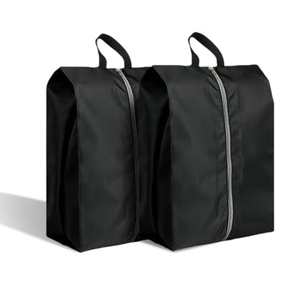 2 Pack Extra Large Zippered Packing Organizers, Lining Portable Shoe Cases for Men & Women - color: Black