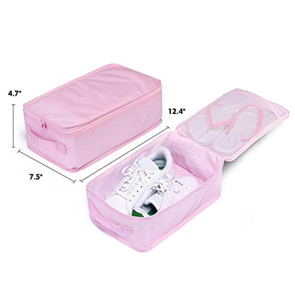 Travel Shoe Bags, Foldable Waterproof Shoe Pouches Organizer-Double Layer (8 Pink Shoe Bags) - color: Pink, size: 8 Packs