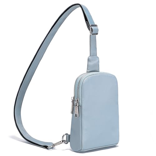 Nylon Crossbody Sling Bags for Women Small Cross Body Fanny Pack - color: Light Blue