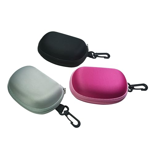 Unisex Semi-Hard Shell Folding Eyeglasses Cases With Clasps - color: Black/Silver/Pink