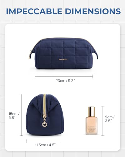 BAGSMART Makeup Bag Travel Toiletry Bag, Wide-open Zipper Pouch, Navy Blue - color: 07-Navy Blue