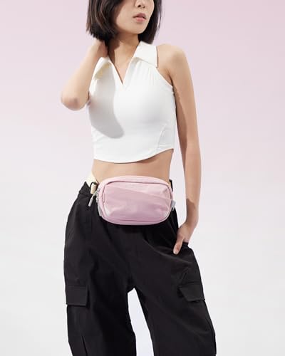 Inateck Sling Bag X-Mini, Durable Fanny Pack with RFID Blocking, Water-resistant Belt Waist Bag with Quick-adjust Strap, Stylish Waist Pack for Men, Women, Travel, Hiking, Cycling, Work, Sports, Pink - color: Pink
