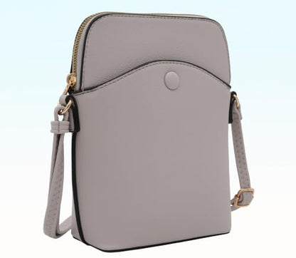 Solene Small Crossbody Bag with Gold Hardware, Mini Shoulder Purse with Adjustable Strap - color: Grey