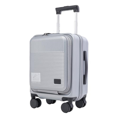 16" Underseat Luggage, Front Opening Carry On, Silver - color: Silver
