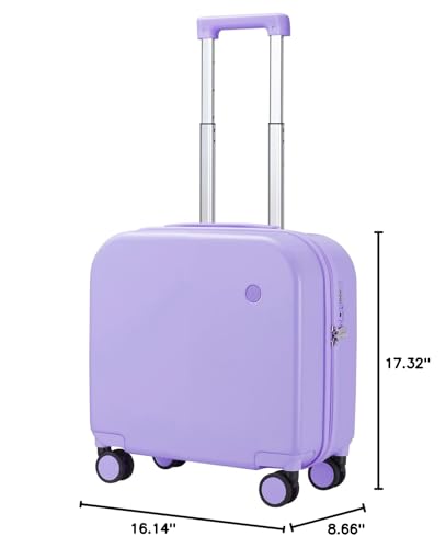 mixi Carry on Luggage, Suitcase with Spinner Wheels 16in Luggage Hardshell Lightweight Rolling Suitcases PC with Cover & TSA Lock, Lilac Purple - color: Lilac Purple, size: 16 Inch
