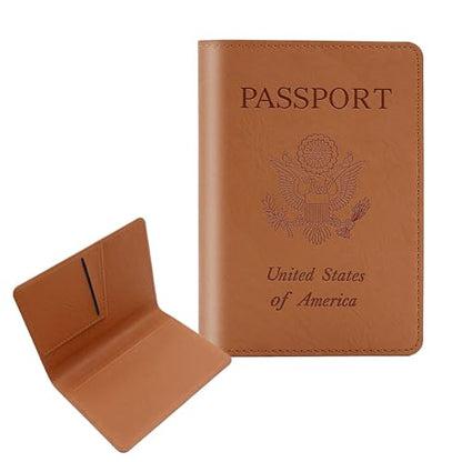 Cnycmy Passport Holder for Travel,Passport Cover Case with RFID - color: Simplicity-Brown