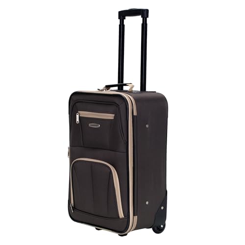 Rockland Fashion Softside Upright Luggage Set,'Expandable,Lightweight,Telescopic Handle,Wheel, Brown, 2-Piece (14/19) - color: Brown, size: 2 Piece (19"/14" Tote)