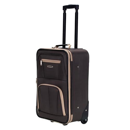 Rockland Fashion Softside Upright Luggage Set,'Expandable,Lightweight,Telescopic Handle,Wheel, Brown, 2-Piece (14/19) - color: Brown, size: 2 Piece (19"/14" Tote)