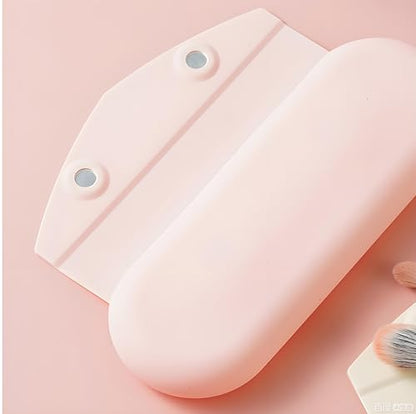 Silicone Travel Makeup Brush Holder Portable Make Up Brush Organizer Cosmetic Travel Case, Silicone Waterproof Makeup Brush Bag pink - color: pink