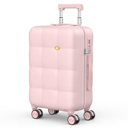 MGB Carry On Luggage 22x14x9 Airline Approved, Lightweight PC Hardside Suitcase with 360° Spinner Wheels & TSA Lock, Scratch Resistant for Travel & Business - Pink - color: Light Pink, size: 20 Inch