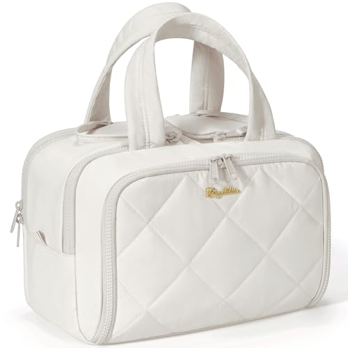 Travel Toiletry Bag, Large Wide-open Puffy Makeup Bag for Women Beige - color: Cloud Dancer