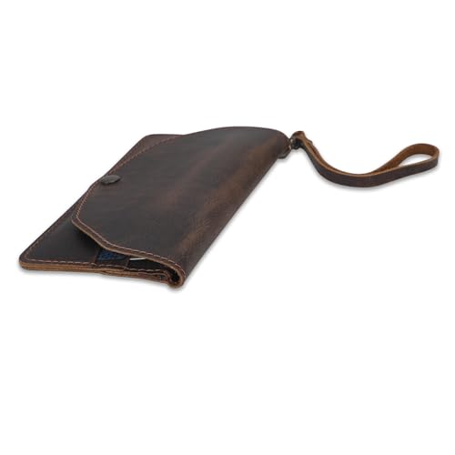 Leather Money Bag Wallet for Women, Brown - color: Brown