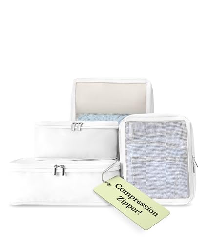 Vandel Space-Saving Compression Packing Cubes for Women 4-Pack Compressible - color: 8. White, size: 4 Pack (Compression)