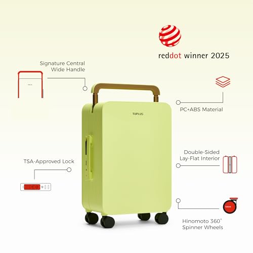 TUPLUS Balance 20" Wide Handle Suitcase Hardside Zipperless Luggage Green | ABS PC Material,Dual Flat Design,Waterproof Laundry Bag,Silent Spinner Wheels,TSA Combination Lock,Weekend Trips - color: Fresh Sprout Green, size: Carry-On 20''