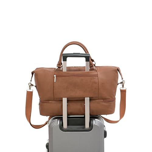 Kinmac Travel Duffel Bag For Men and Women,Sports Gym Yoga Duffel Bag Weekender Overnight Totes Bag (COffee PU) - color: Coffee PU