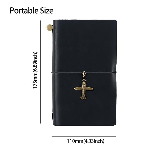 Genuine Leather TN Travel Notebook Protective Cover Journal Sketchbook Planner Agenda Diary Personal Organizers Noteboo (Black Portable) - color: Black Portable