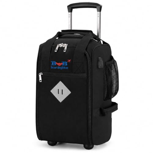 17x10x9 Inches Rolling Personal Item Under Seat Travel Bag Suitable For United Airlines, Not Suitcase, Rolling Travel Bag Design - color: Black