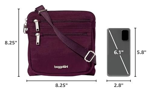 Baggallini Securtex Anti-Theft Crossbody - color: Mulberry